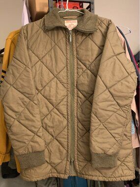 1980's German Army Bundeswehr Drab Olive Green Lightweight Quilted Jacket